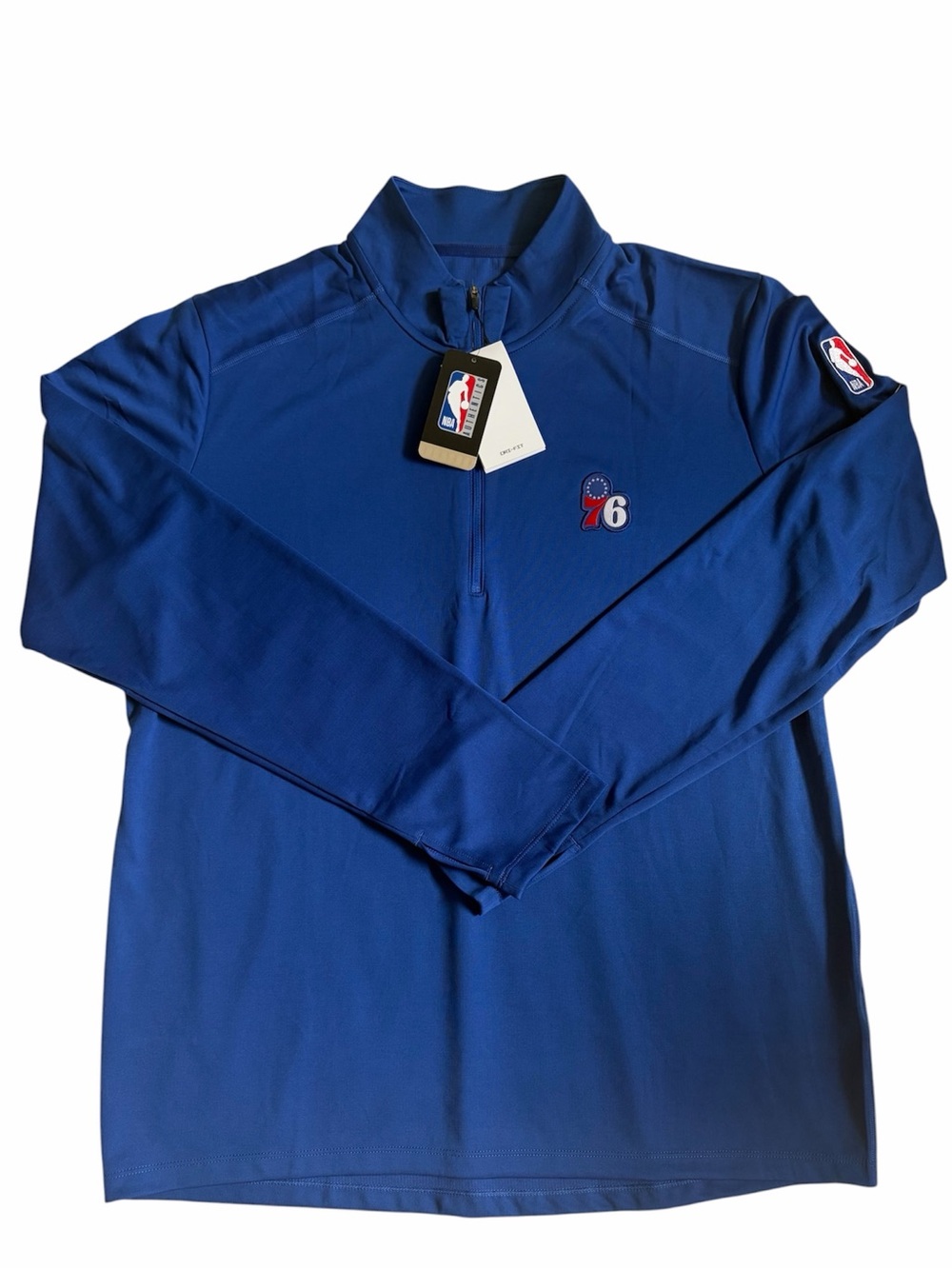 Nike Men’s XL-Tall NBA Authentics Dri-FIT Philadelphia 76ers Blue 1/2 Zip Jacket